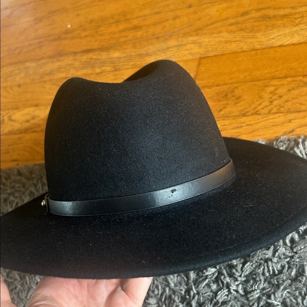 Free People Wool Black Hat Fedora One Size with Black Band - Picture 5 of 14